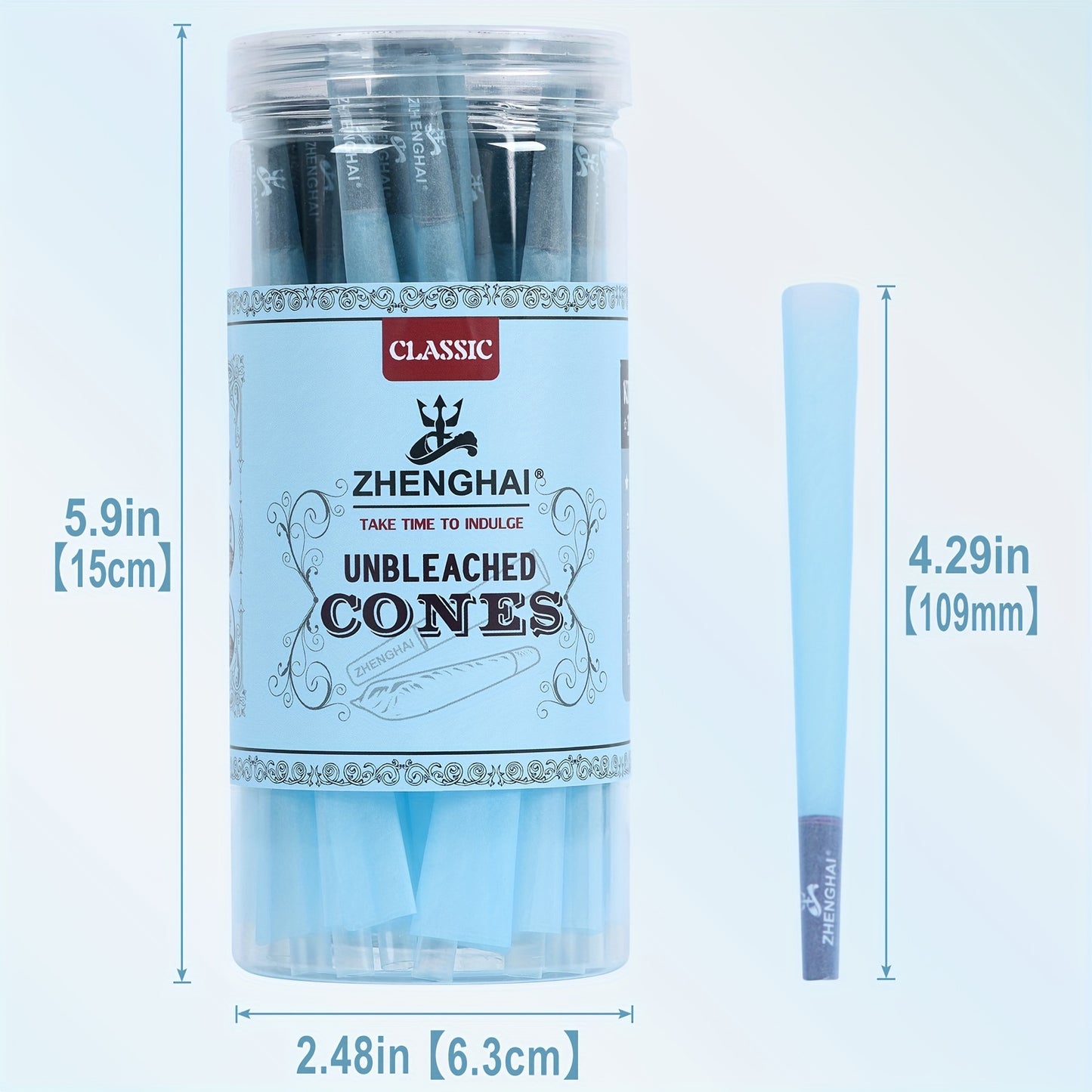 50 Pack Pre-Rolled Tapered Paper Cones