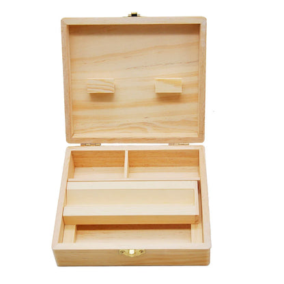 Wooden Stash Box With Rolling Tray