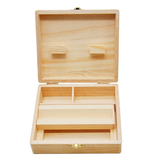 Wooden Stash Box With Rolling Tray